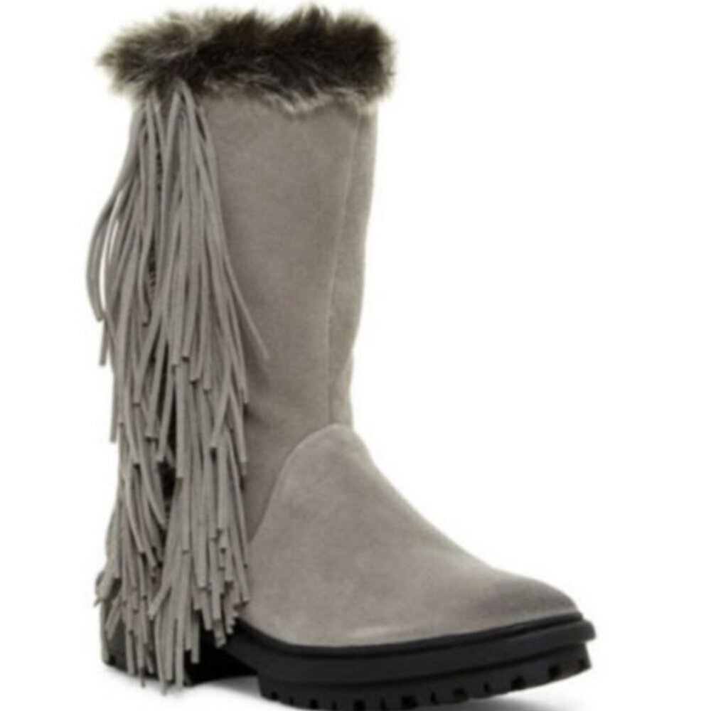 NWOT Sam Edelman Grey Suede Fringe Tilden Boots Size 7